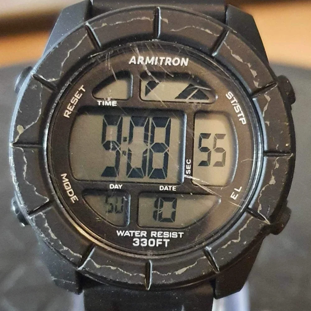 🦋10/$20🦋 Armitron Pro Sport Black Digital Alarm Chronograph Unisex Watch